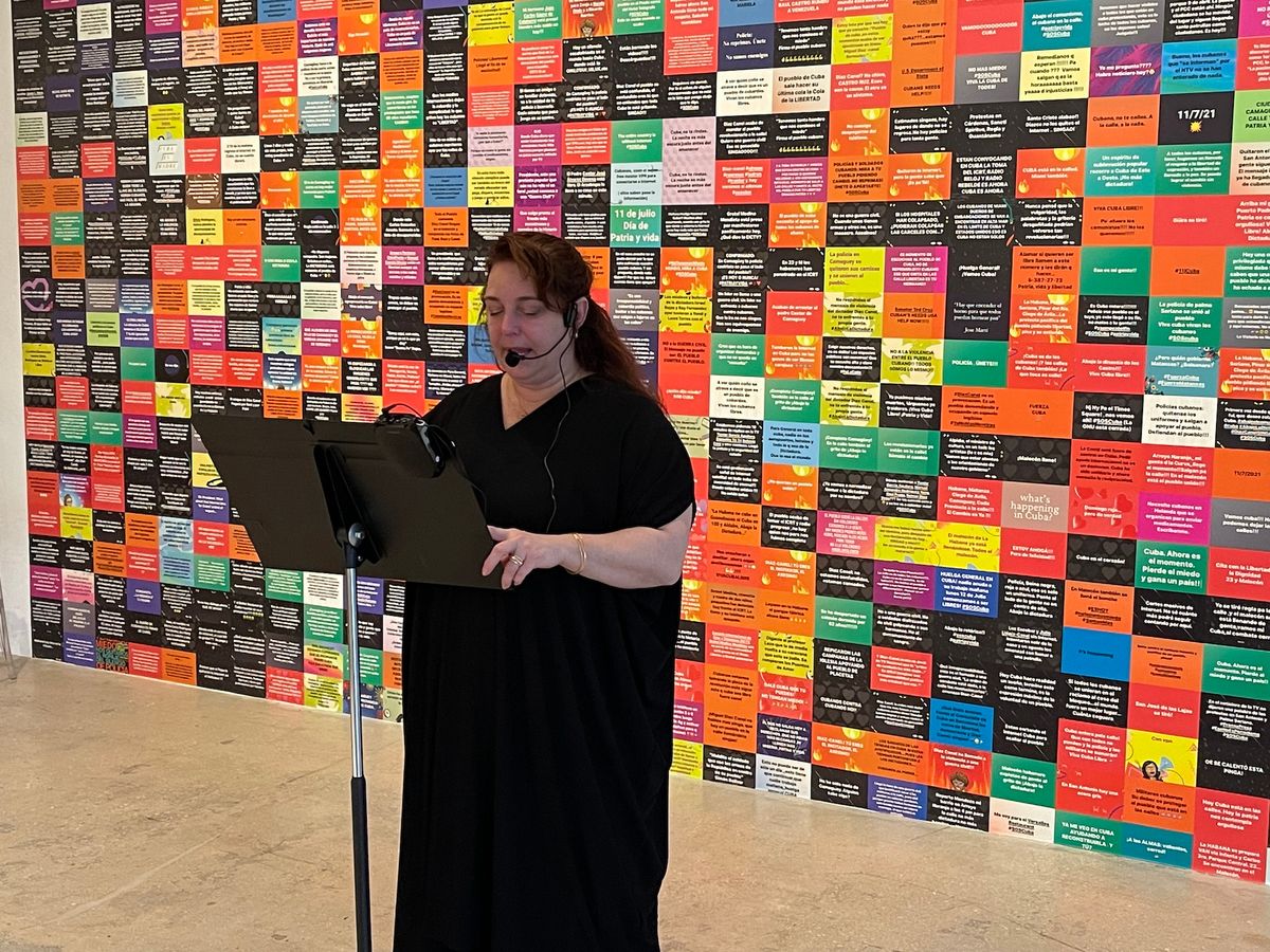 Artist and activist Tania Bruguera performs her piece Coro at El Espacio 23 Gareth Harris