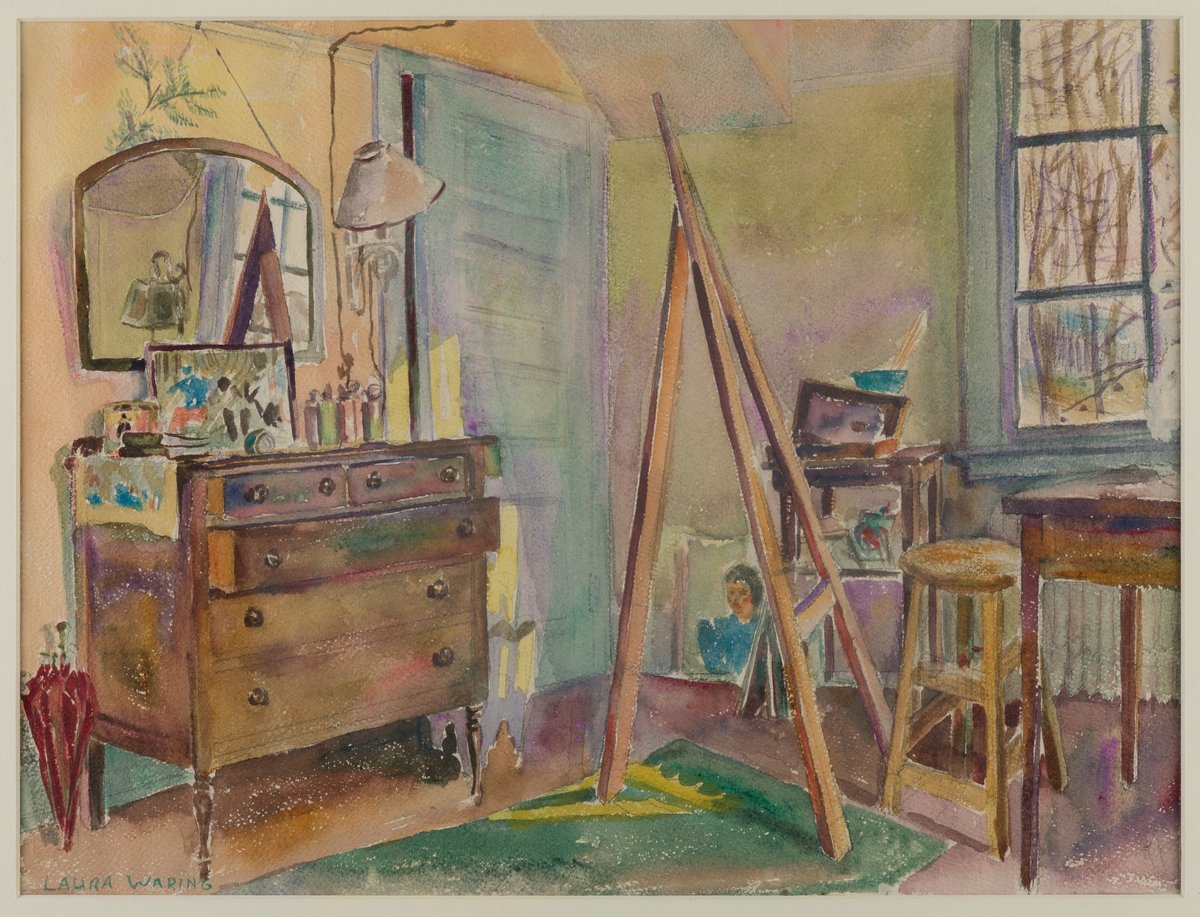 Laura Wheeler Waring, Corner of Laura Wheeler Waring’s Studio, Cheyney, PA, around 1940. Brooklyn Museum; Gift of Charlynn and Warren Goins. © Estate of Laura Wheeler Waring. Photo: Brooklyn Museum