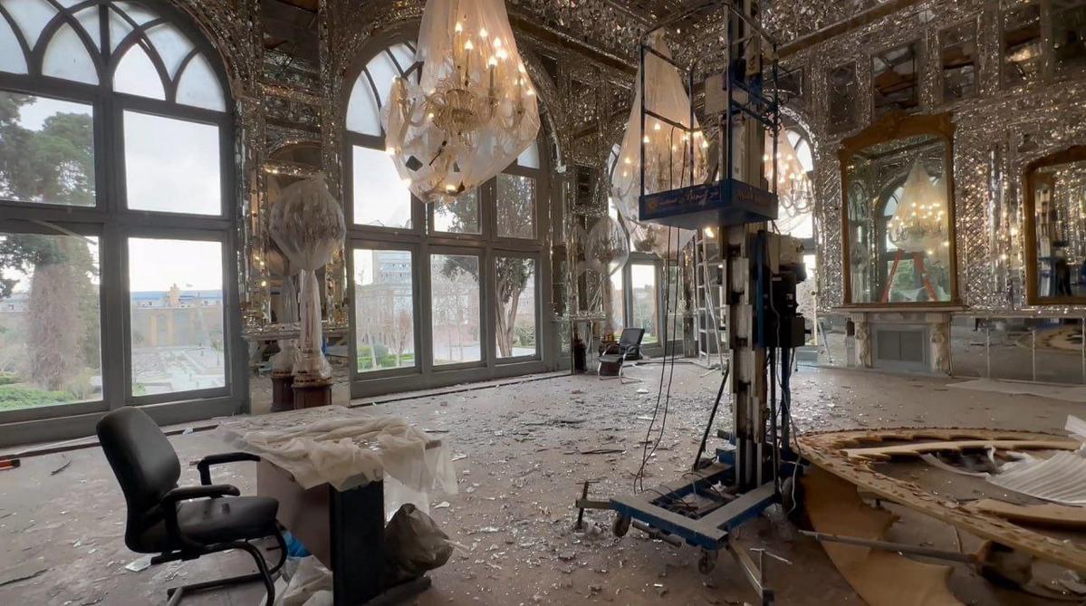 Due to recent protests and the threat of attacks, Golestan Palace's artefacts were relocated to safe storage and its chandeliers wrapped in protective material before the US-Israeli strikes