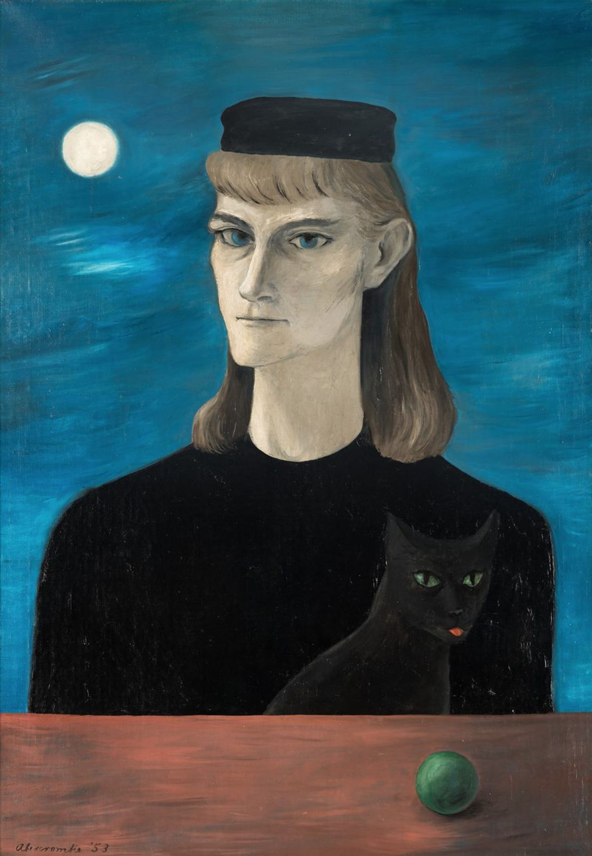 Gertrude Abercrombie, Self and Cat (Possims) (1953) (est $300,000-$500,000) at Hindman's Casting Spells: The Gertrude Abercrombie Collection of Laura and Gary Maurer on September 28. Courtesy Hindman Auctions. 