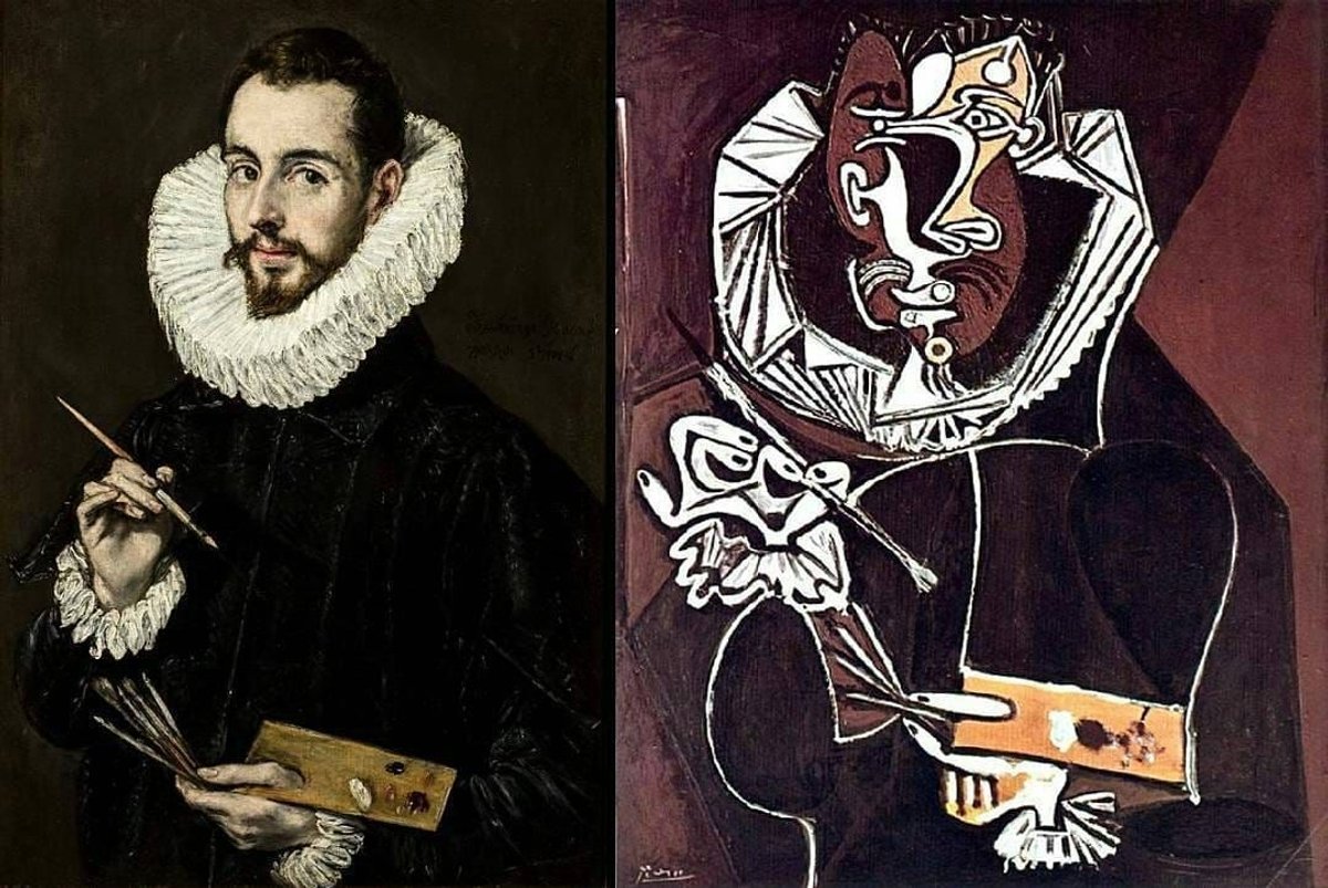 If Picasso “could not refer to El Greco”, then US copyright law “would cease to stimulate expression”, say critics of the Uruguay Round Agreements Act. Left, El Greco's Portrait of the Artist's Son Jorge Manuel Theotokopoulos (around 1600-05), and right, Picasso's Portrait of a Painter, after El Greco (1950)