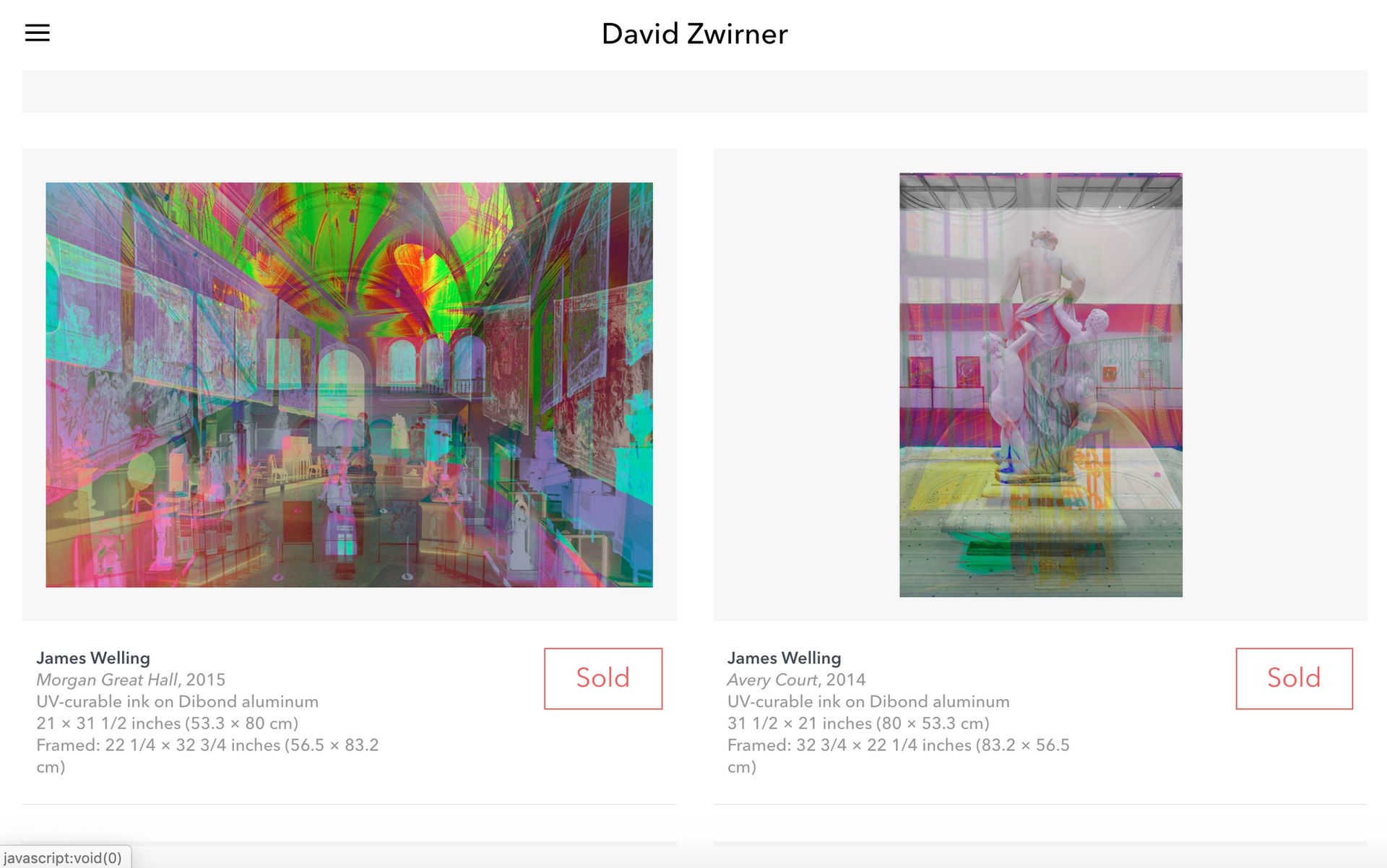 David Zwirner's Online Viewing Room showing James Welling: Pathological Color © David Zwirner