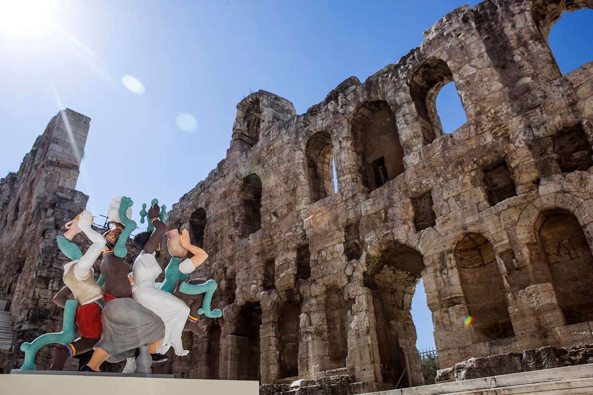 Dionisis Kavallieratos's Disoriented dance / Misled planet, part of Neon City Project 2020 at the Epidaurus Festival at the Odeon of Herodes Atticus Photography © Natalia Tsoukala. Courtesy Neon