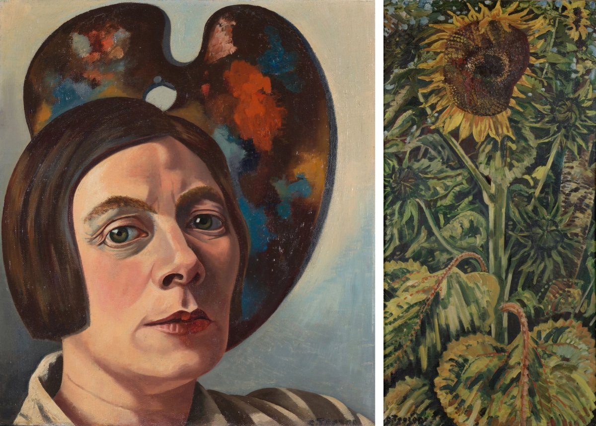 Charley Toorop’s Self-Portrait in front of a Palette (1934) and Sunflowers (1940)
Kröller-Müller Museum, Otterlo and Stedelijk Museum Alkmaar