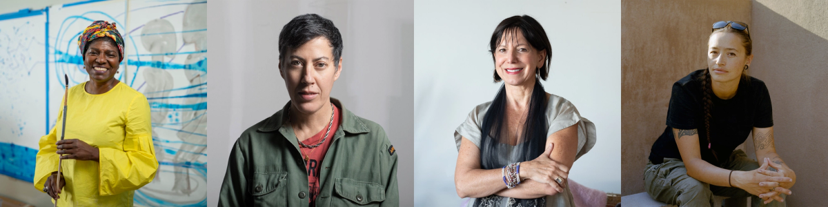 From left to right: María Magdalena Campos-Pons (photo by John Russell; courtesy of Vanderbilt University), Nicole Eisenman (photo by Brigitte Lacombe; courtesy of the artist), Ana María Hernando (photo by Kristen Hatgi; courtesy of the artist), Rose B. Simpson (photo by Minesh Bacrania; courtesy of the artist)