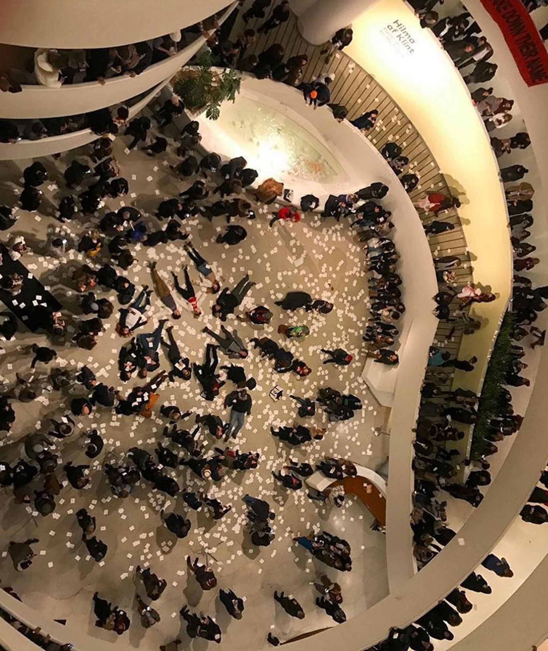 The activist group Pain (Prescription Addiction Intervention Now) holding a protest this year inside the Solomon R. Guggenheim Museum over Sackler sponsorship @sacklerpain/instagram