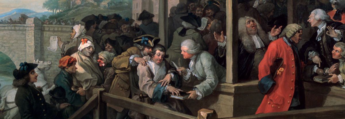 William Hogarth’s The Humours of an Election, 3: The Polling (1754-55) (Sir John Soane’s Museum London) William Hogarth’s The Humours of an Election, 3: The Polling (1754-55) (Sir John Soane’s Museum London)