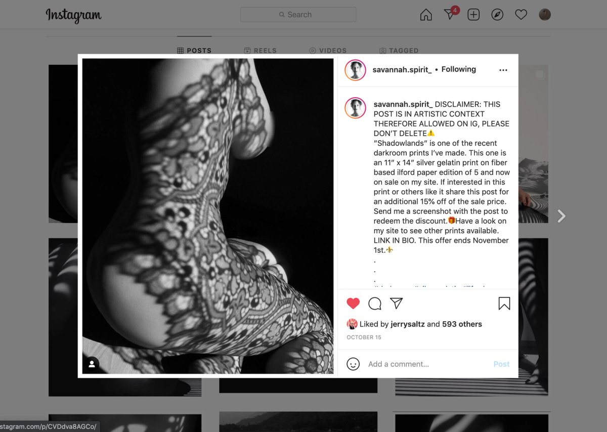 Savannah Spirit is a curator for the Dont Delete Art campaign, which partners with the National Coalition Against Censorship among others to showcase art censored on social media Courtesy of Savannah Spirit