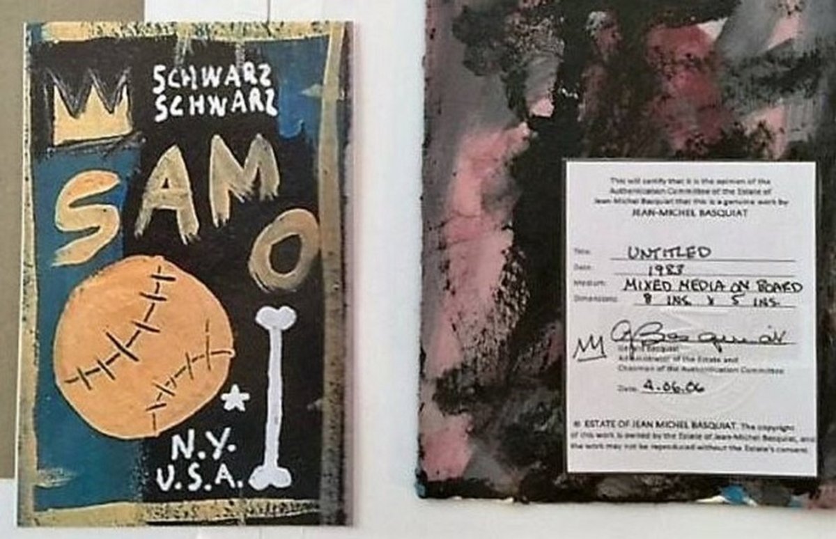 Philip Righter tried to sell this fake artwork by Jean-Michel Basquiat, the US attorney says. AP