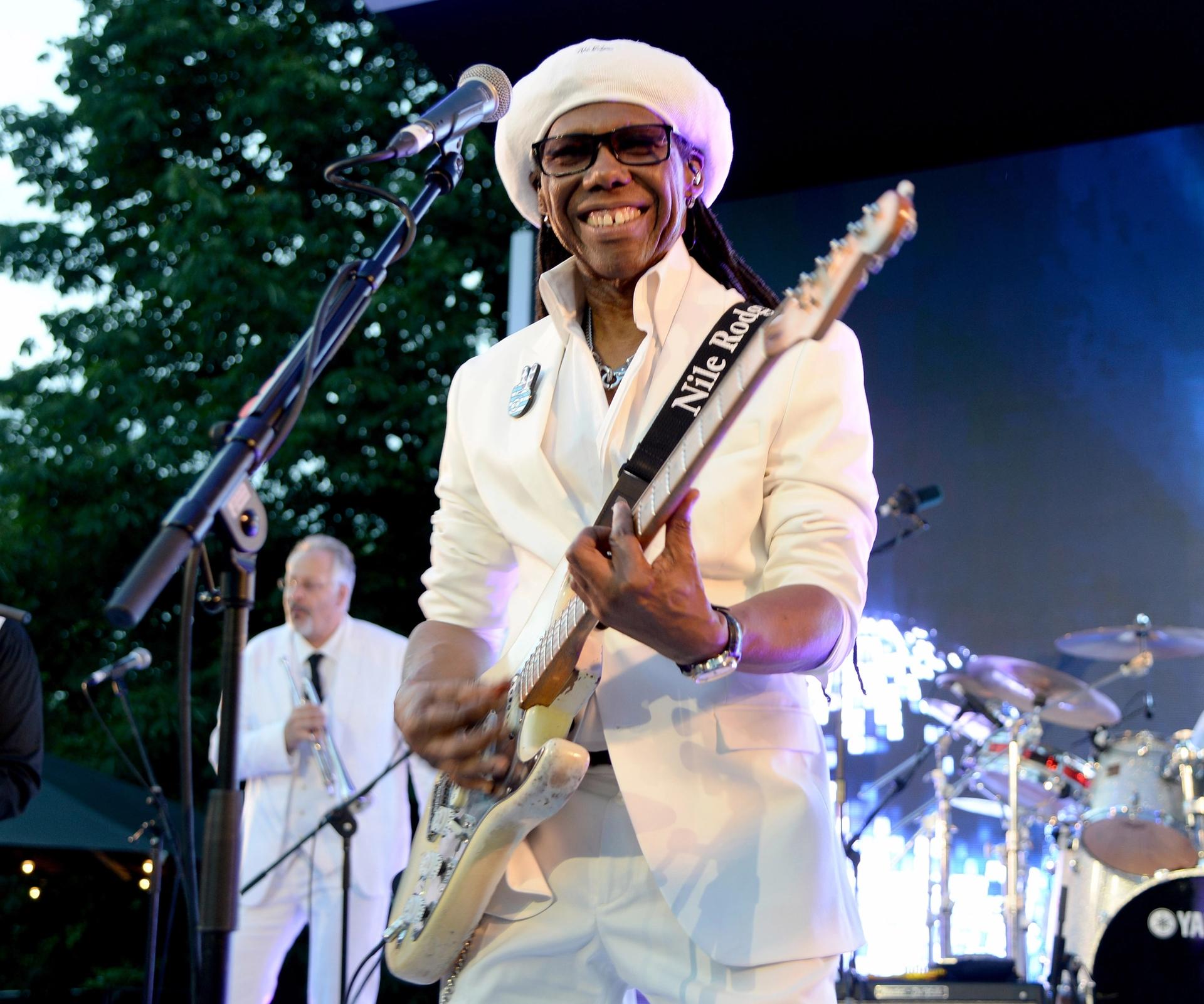 Nile Rodgers performing at the Serpentine Summer Party Photo: Richard Young Rex Features