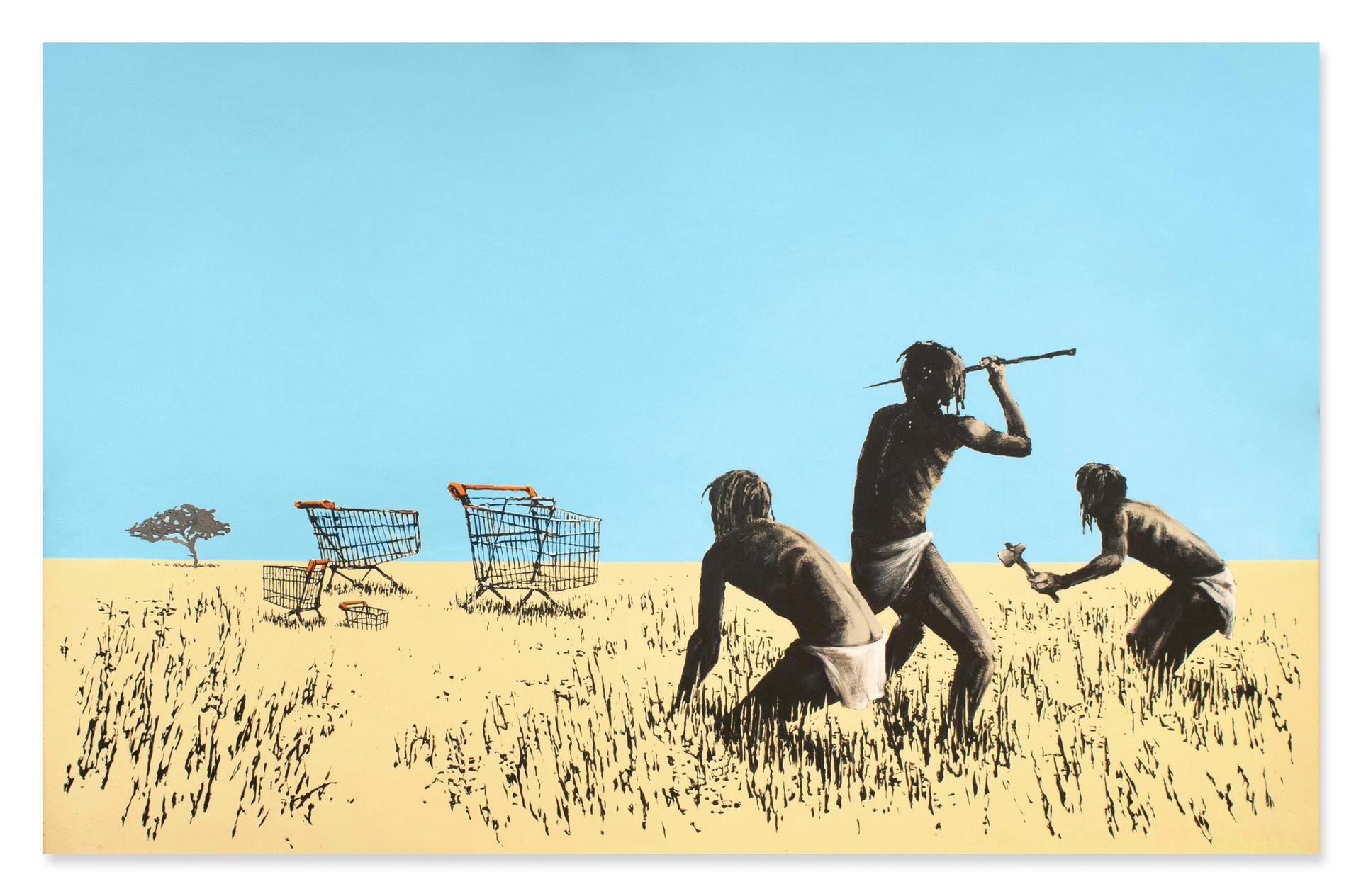 Bansky's Trolley Hunters (2006) will be offered at Sotheby's New York next week, estimate: $5m to $7m. Courtesy of Sotheby's