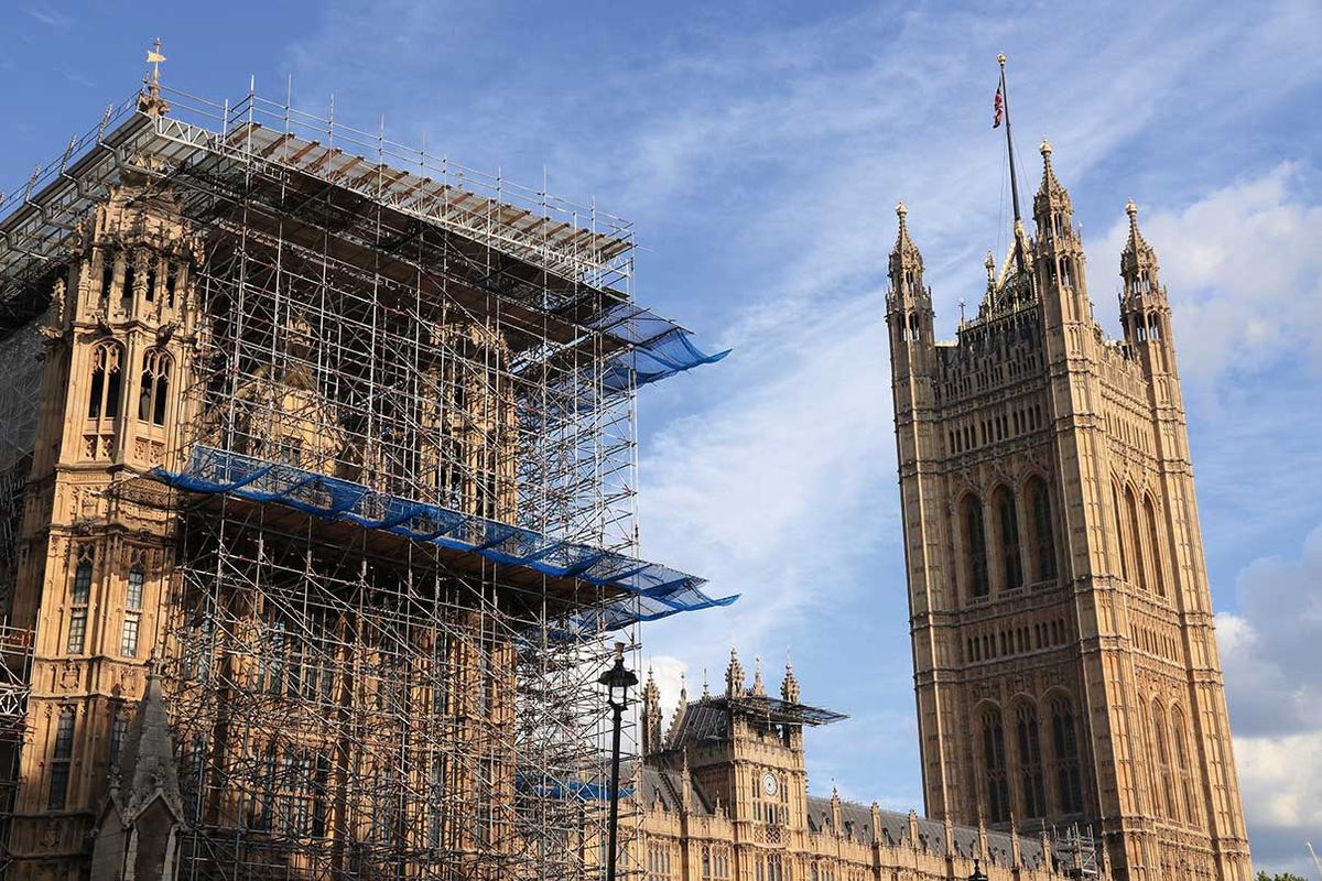 Sorry state: repairs to the Palace of Westminster’s Victoria Tower in 2019 Photo: Tupungato
