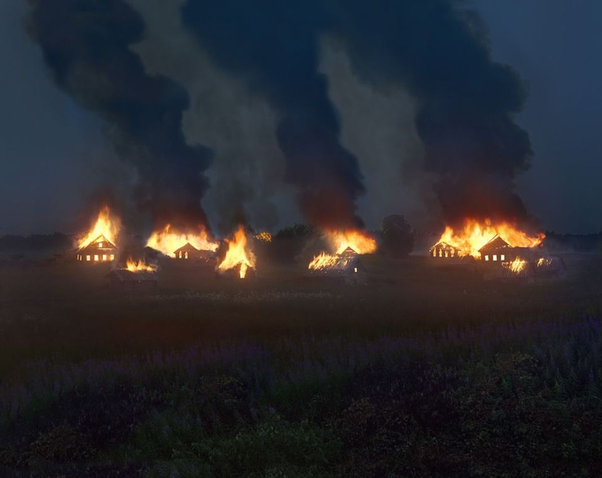 Danila Tkachenko burned down abandoned buildings for his 2017 Motherland project Danila Tkachenko