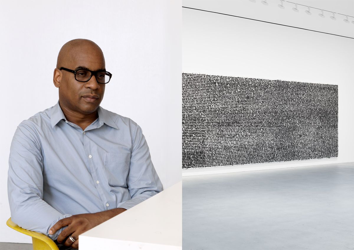 Glenn Ligon / Glenn Ligon's Stranger (Full Text) #1 2020 Portrait: Paul Mpagi Sepuya. Strangers: © Glenn Ligon Courtesy the artist and Hauser & Wirth, photo: Thomas Barrat