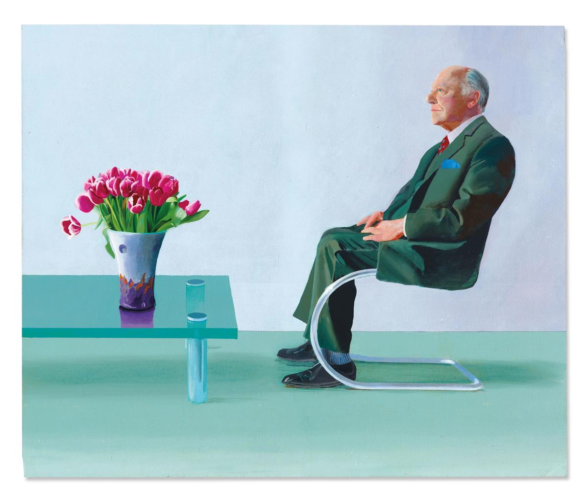 David Hockney 's Portrait of Sir David Webster, sold on behalf of the Royal Opera House. Courtesy of Christie's Images Ltd 2020