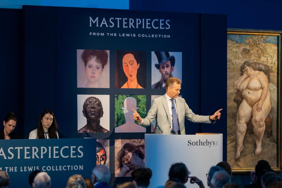 Oliver Barker auctioneering Sotheby's Masterpieces from the Lewis Collection and Contemporary and Modern Art evening auction

© Rayan Bamhayan; courtesy Sotheby's