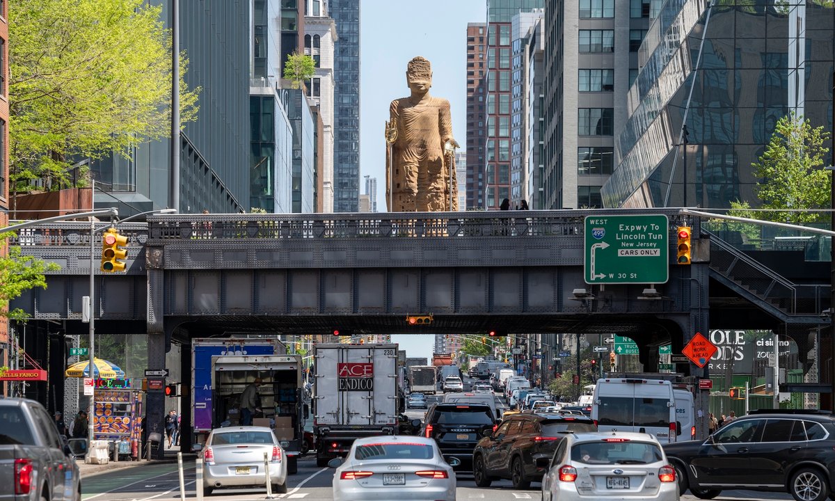 Towering homage to Bamiyan Buddhas rises over Manhattan's High Line