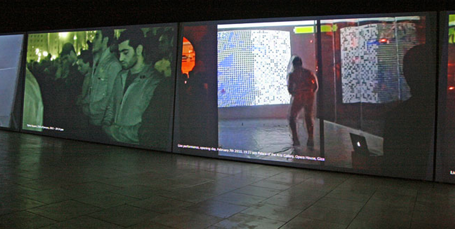 Ahmed Basiony's video installation 30 Days of Running in the Space at the Egyptian pavillion in 2011 © Photo: Haupt & Binder
