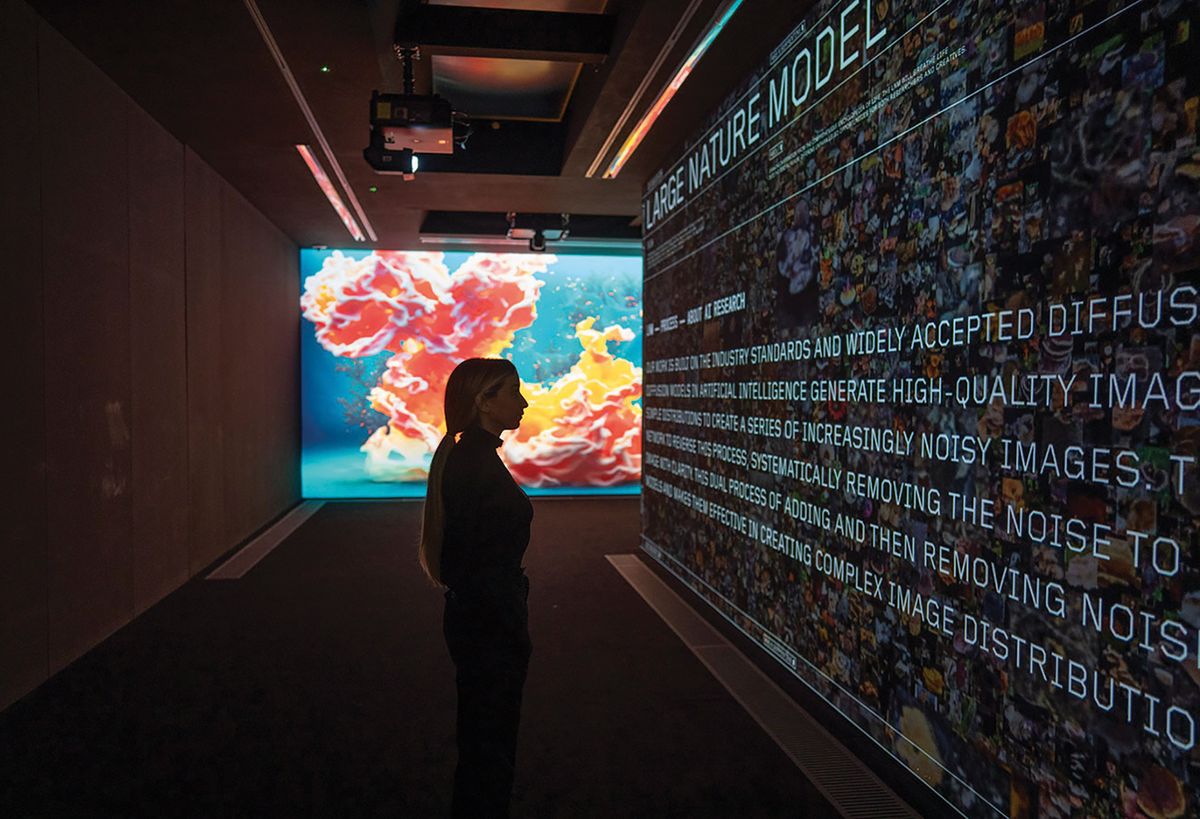 Radical clarity: The artist Refik Anadol opened his recent Serpentine show in London with a data process wall, an exposition of how data was sourced and modelled to create artificial intelligence (AI) art outputs for his exhibition Echoes of the Earth: Living Archive © Hugo Glendinning