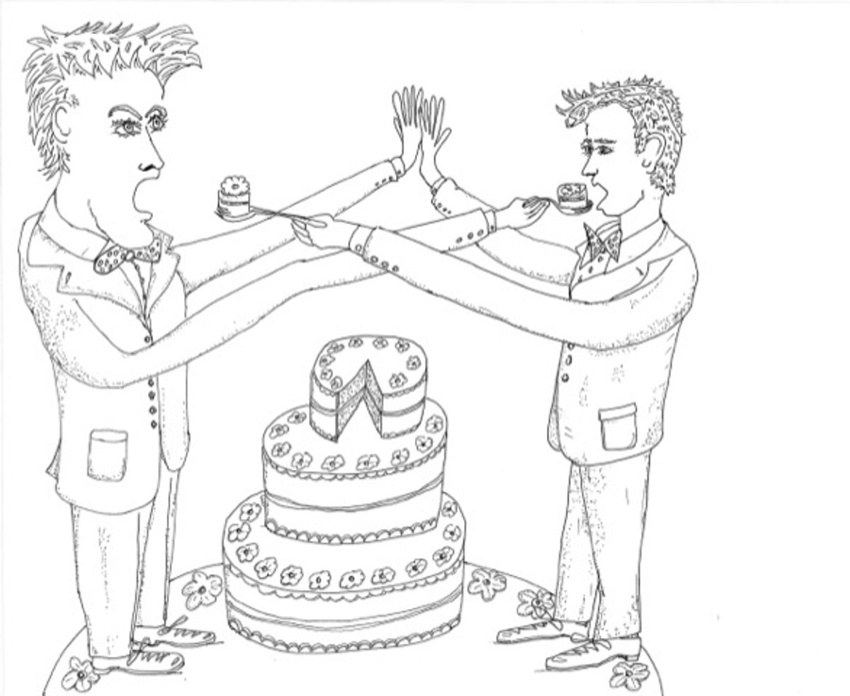 An illustration by Filip Noterdaeme for his partner Daniel Isengart's new book The Art of Gay Cooking