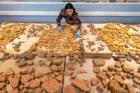 Painted Roman plaster discovered in London may reveal name of interior decorator who lived almost 2,000 years ago