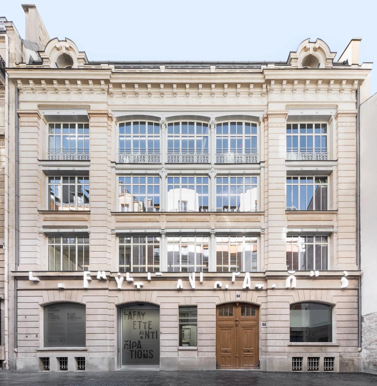 The façade of Lafayette Anticipations at  9 rue du Plâtre Delfino Sisto Legnani and Marco Cappelletti