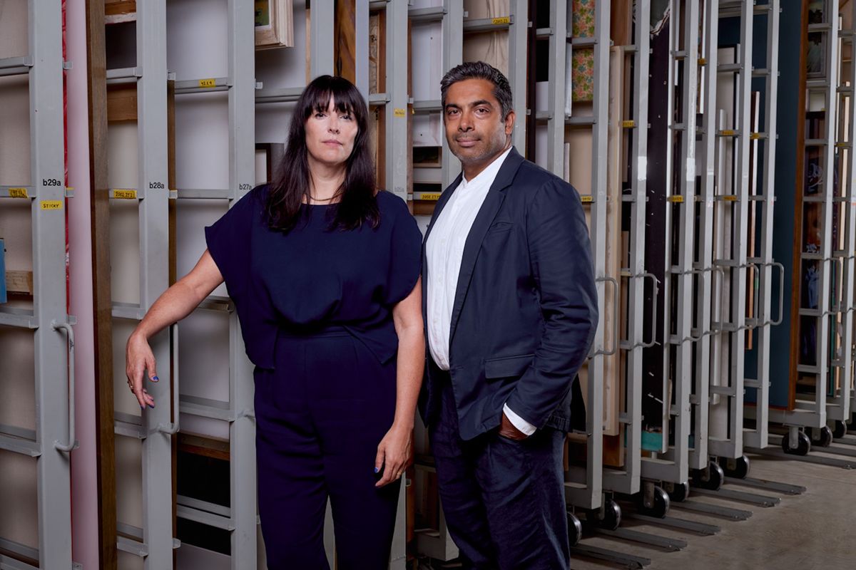 Eva Respini and Sirish Rao, co-chief executives of the Vancouver Art Gallery, in the permanent collection vault Photo: Vancouver Art Gallery