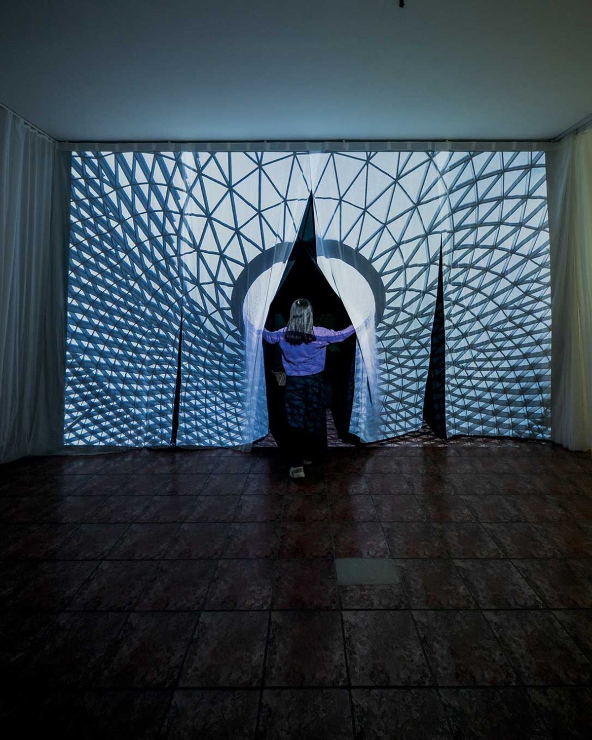 Drifting Bodies, a video of the world’s tallest indoor waterfall, at Singapore’s airport, is by the duo field-0, whose work investigates the hidden impacts of infrastructure projects
Courtesy Singapore Art Museum