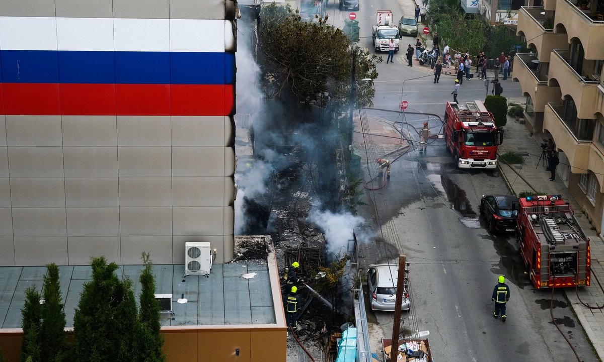 Fireplace damages Russian cultural centre in Cyprus Fireplace damages Russian cultural centre in Cyprus