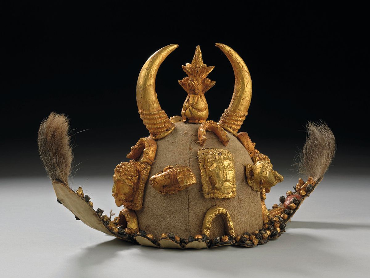A ceremonial cap decorated with gold objects, 1800-96, British Museum © The trustees of the British Museum