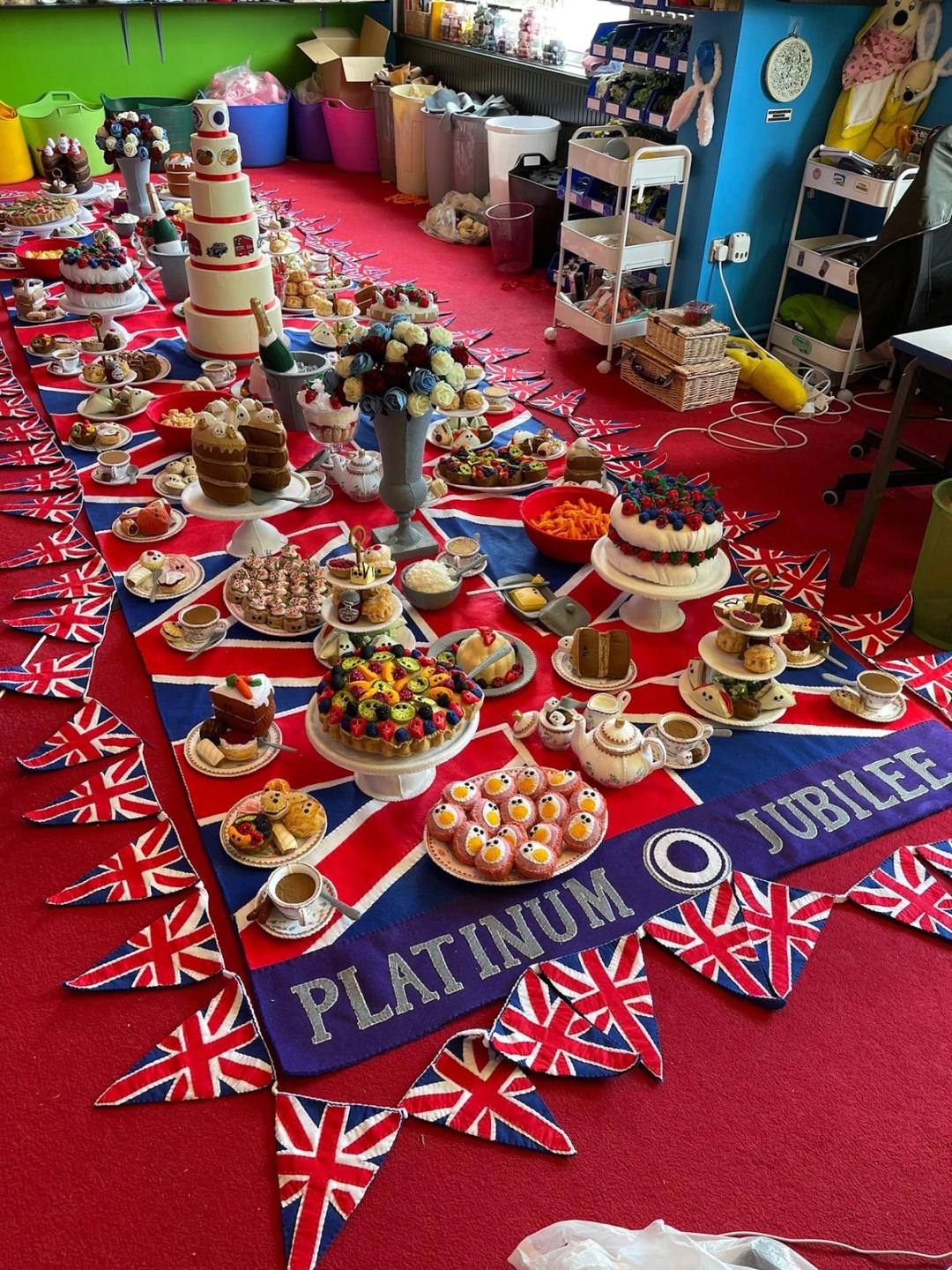Felt banquet for the Queen’s Platinum Jubilee is a feast for the eyes