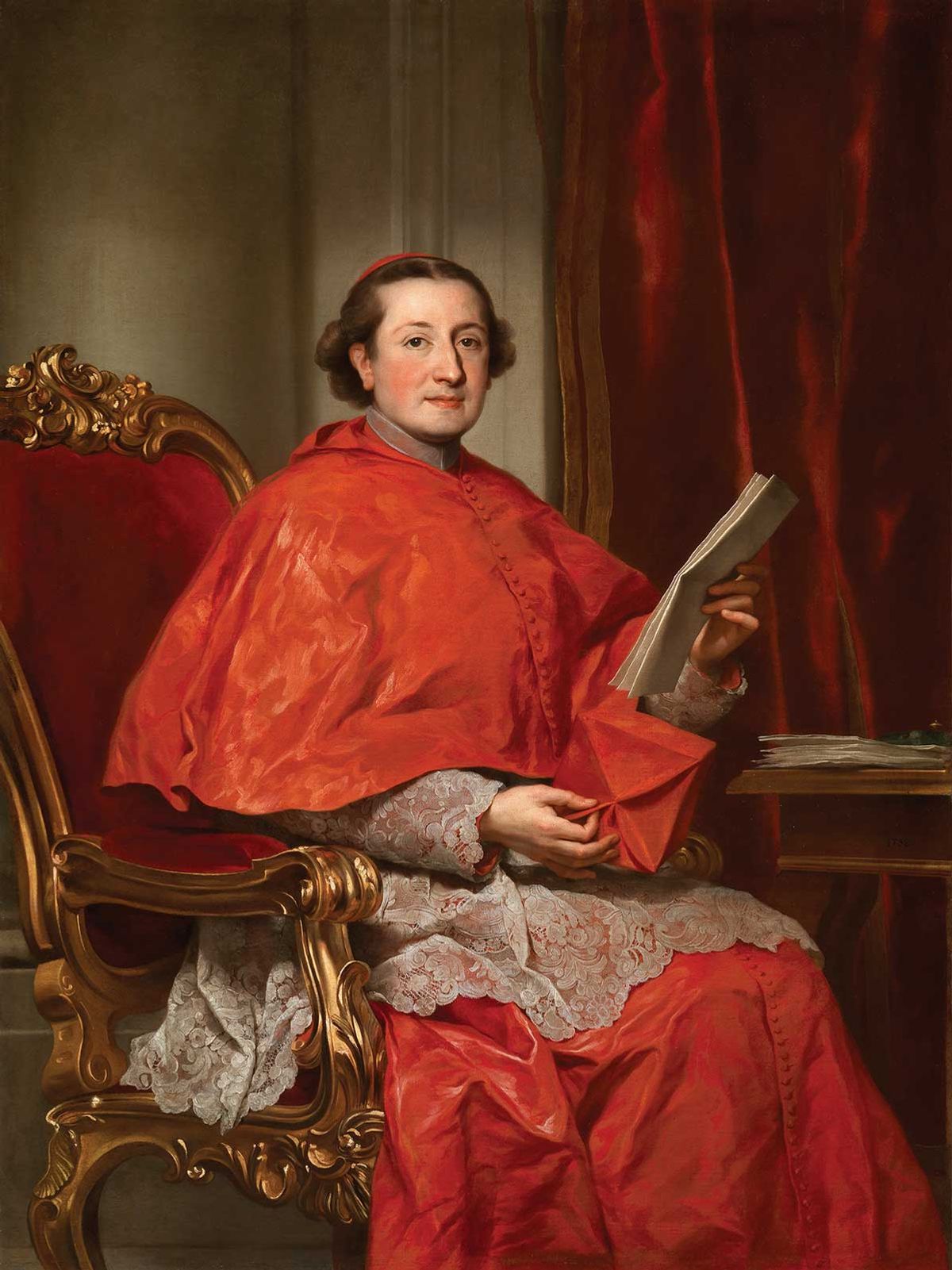 A modern seduction: “the symphony of reds” in Anton Raphael Mengs’s Portrait of Cardinal Carlo Rezzonico (1758-59) led to a private acquisition in the region of $750,000
Courtesy Nicholas Hall