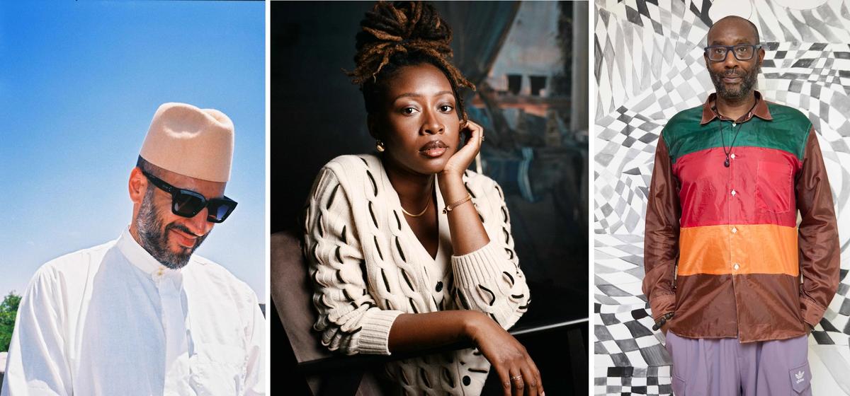 From left: Mous Lamrabat, Emma Prempeh and Andrew Pierre Hart
Lamrabat: Courtesy of the artist. Prempeh: Photo: Ellyse Anderson Studio. Courtesy Tiwani Contemporary and the artist. Pierre Hart: Photo: Nii Odzenma. Courtesy Gallery 1957