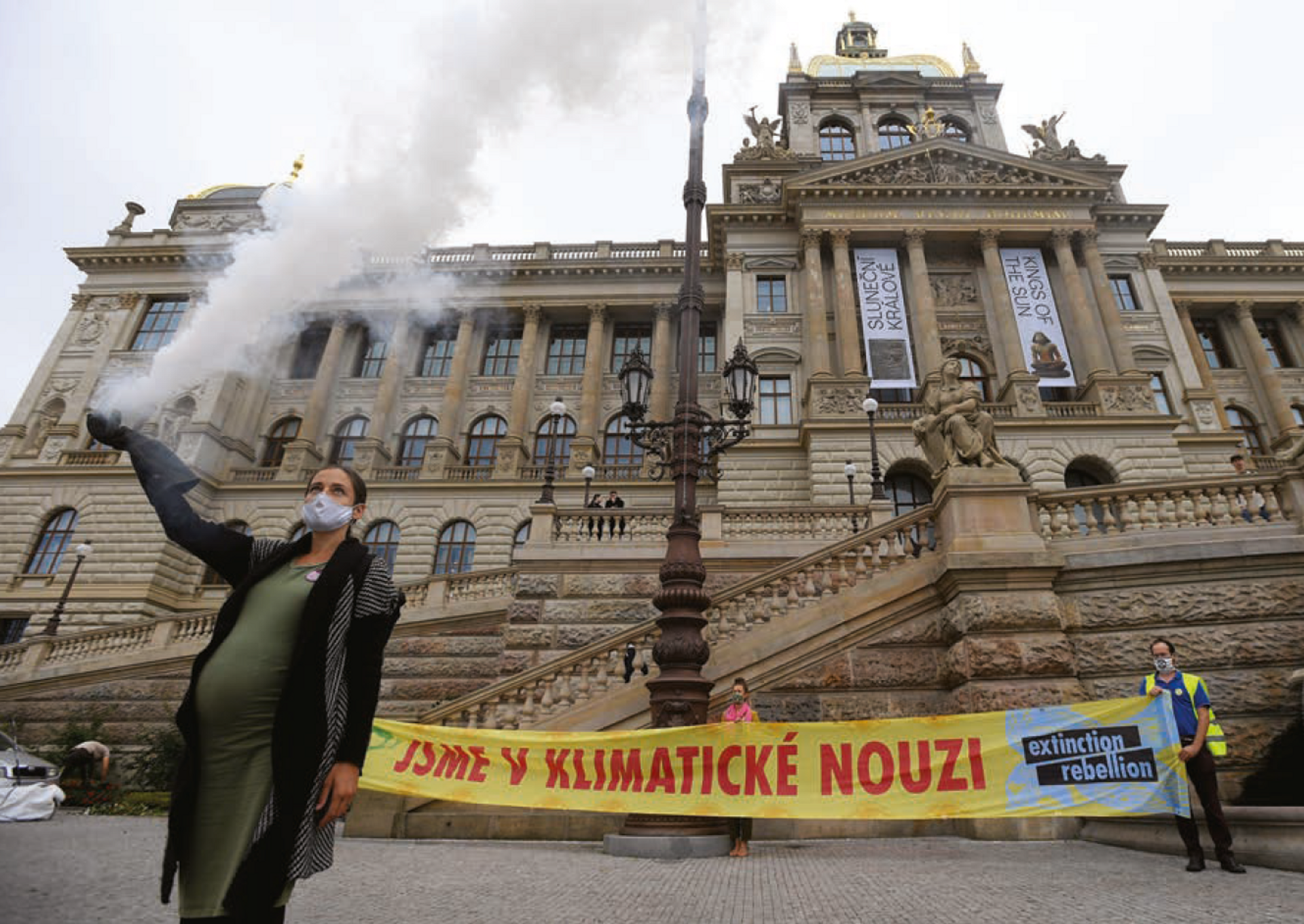 Campaigners from Extinction Rebellion protest outside the National Museum in Prague; the city will host ICOM’s annual conference Ondrej Deml/CTK/Alamy Live News