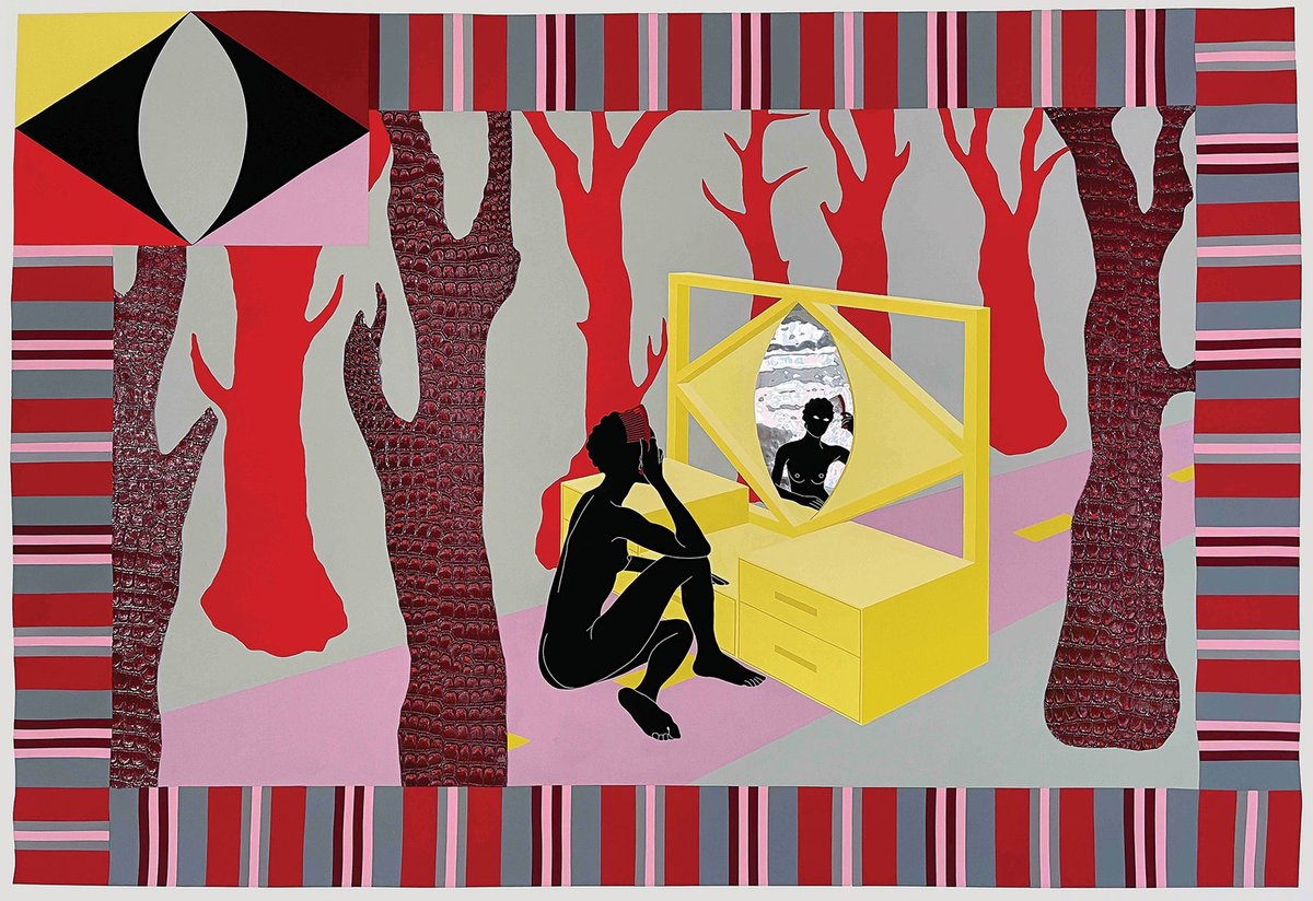 Na Chainkua Reindorf’s acrylic, gouache and fabric Evor (2021) © the artist