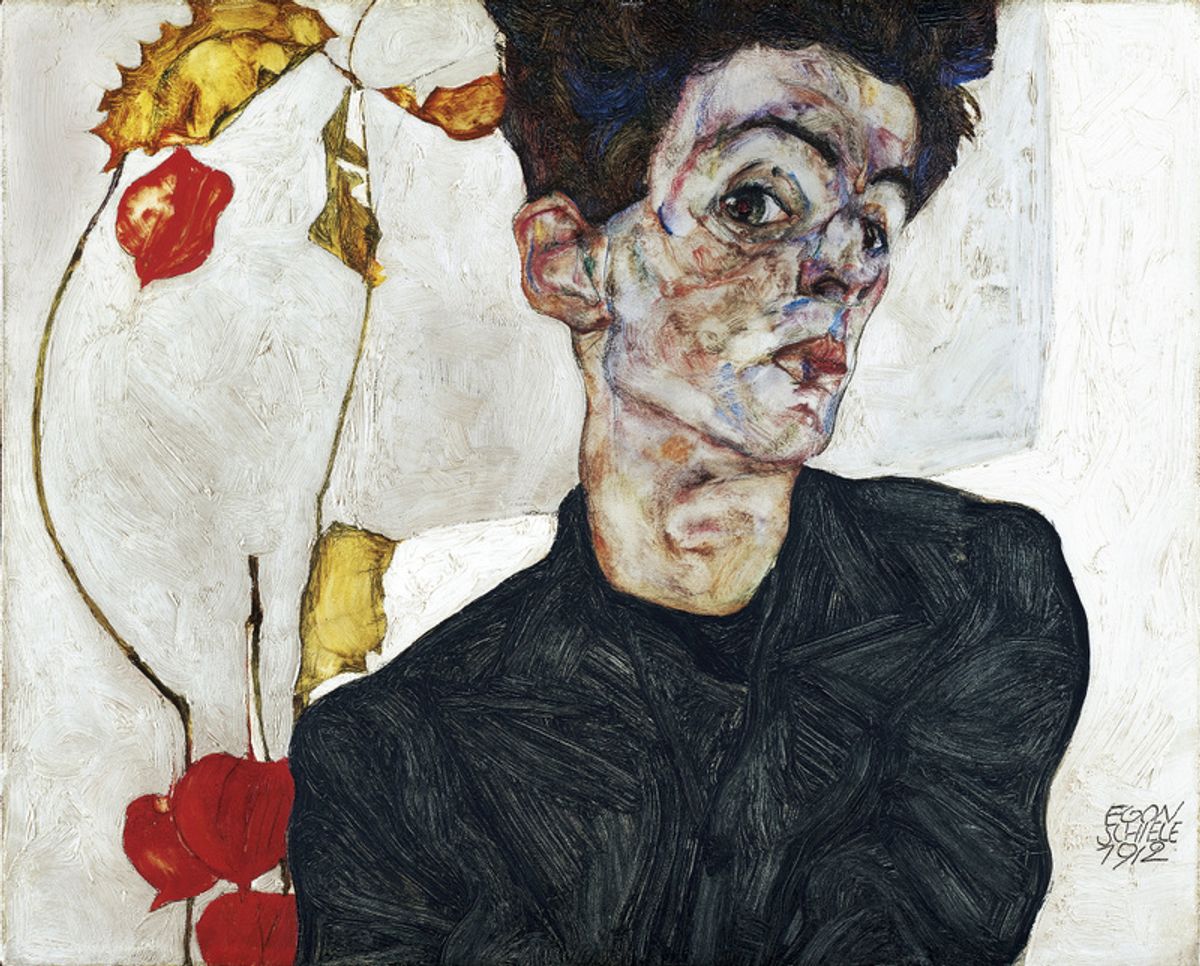 Egon Schiele, Self-portrait with Chinese Lantern Plant (1912) Leopold Museum, Vienna