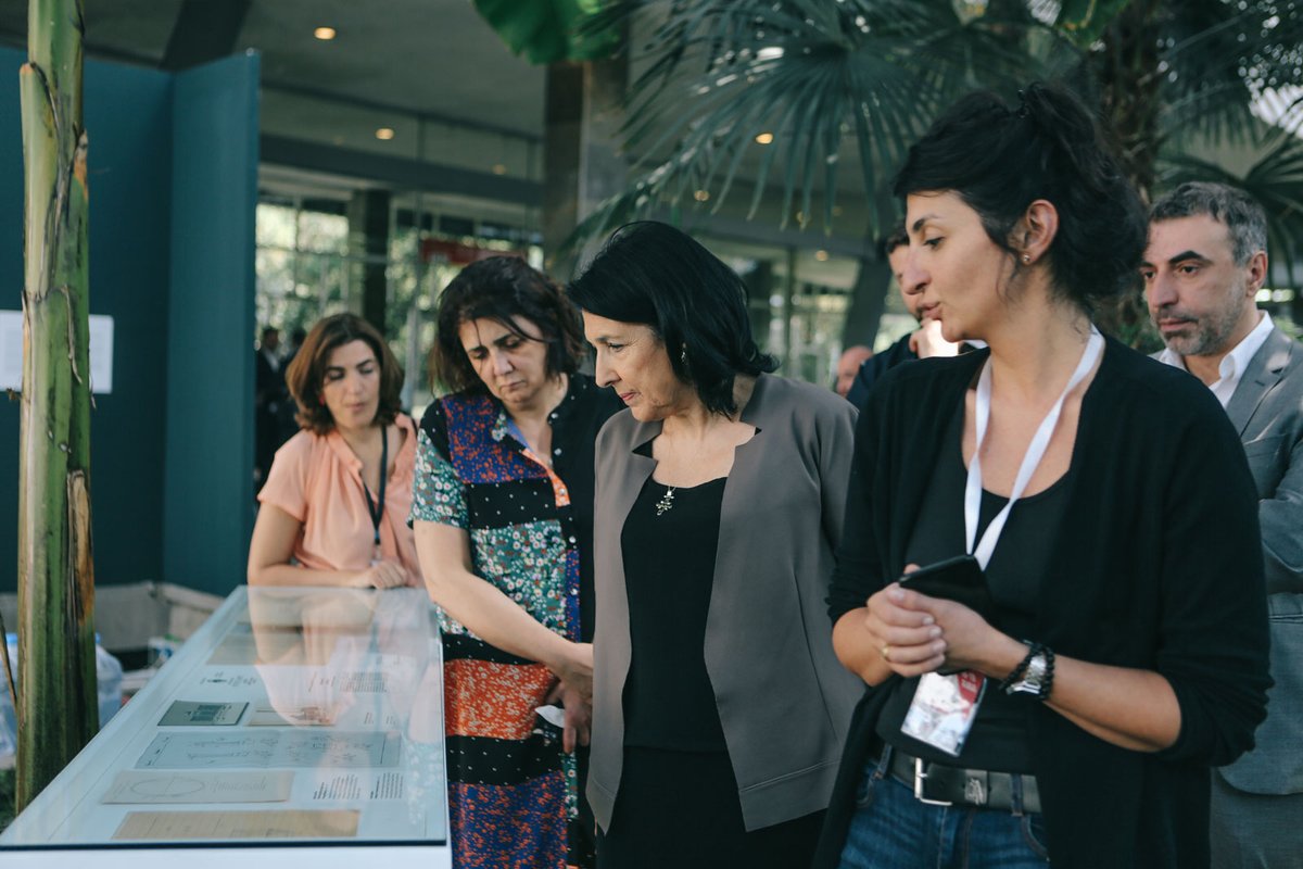 The president of Georgia, Salomé Zourabichvili, at the fair © The Art Newspaper