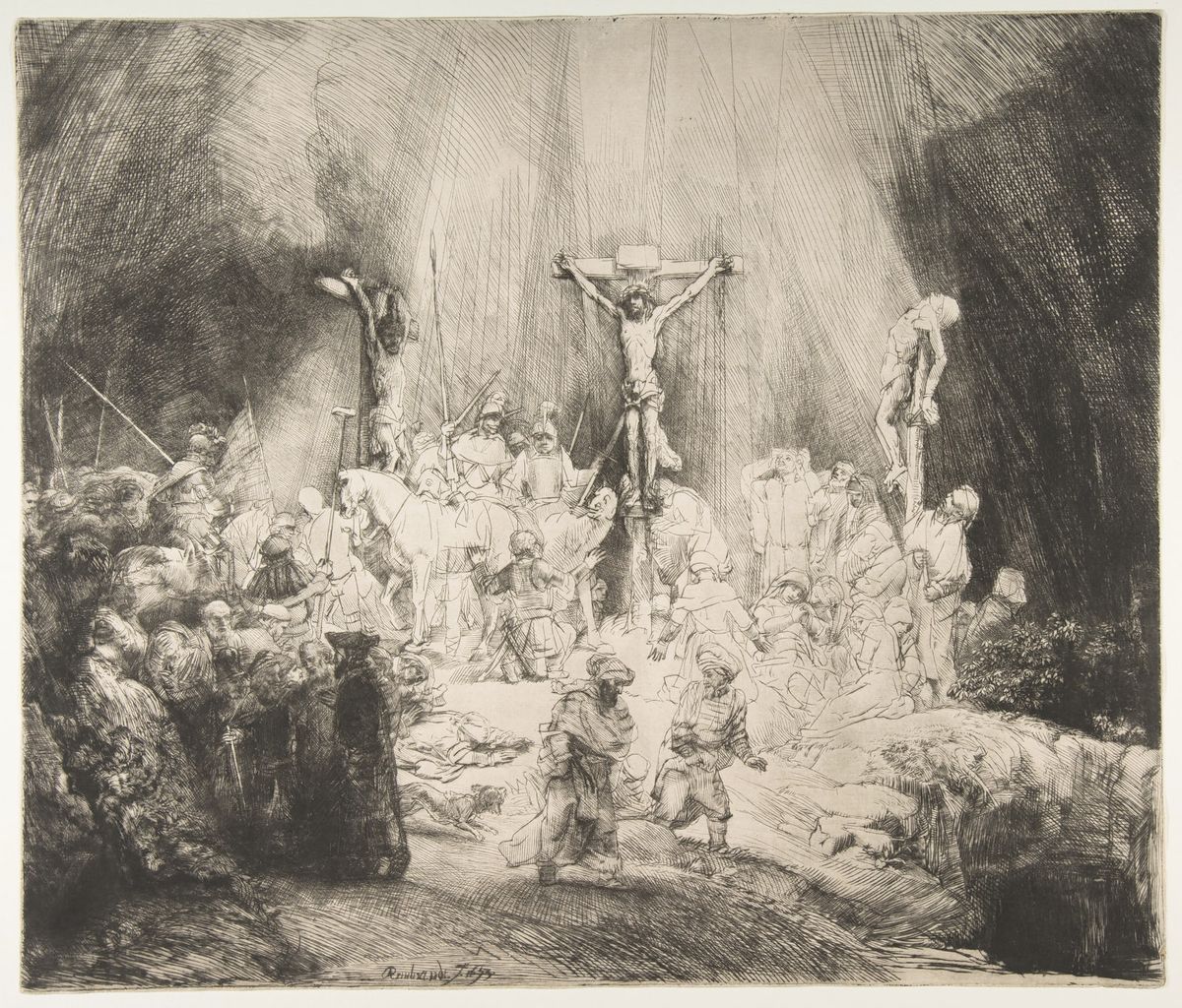 Rembrandt’s Christ Crucified between the Two Thieves: The Three Crosses (1653) Courtesy of the Metropolitan Museum of Art