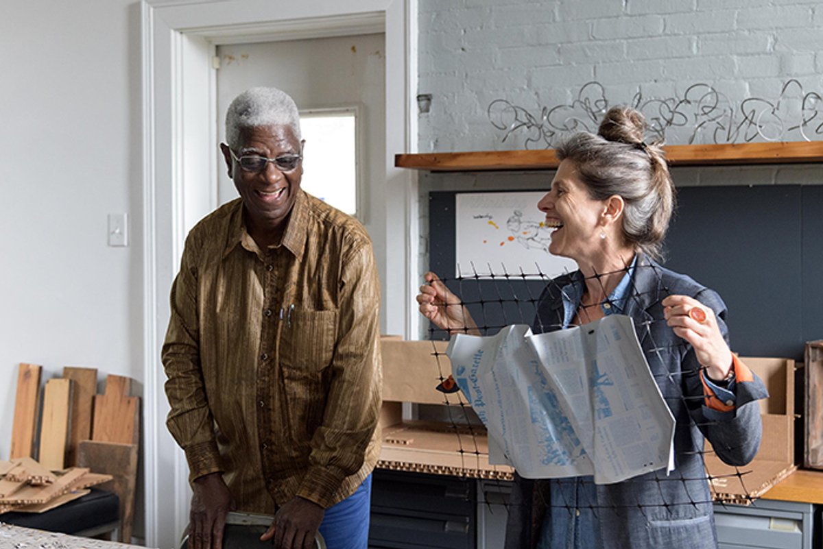 El Anatsui and Ingrid Schaffner Photo:  Bryan Conley, courtesy Carnegie Museum of Art