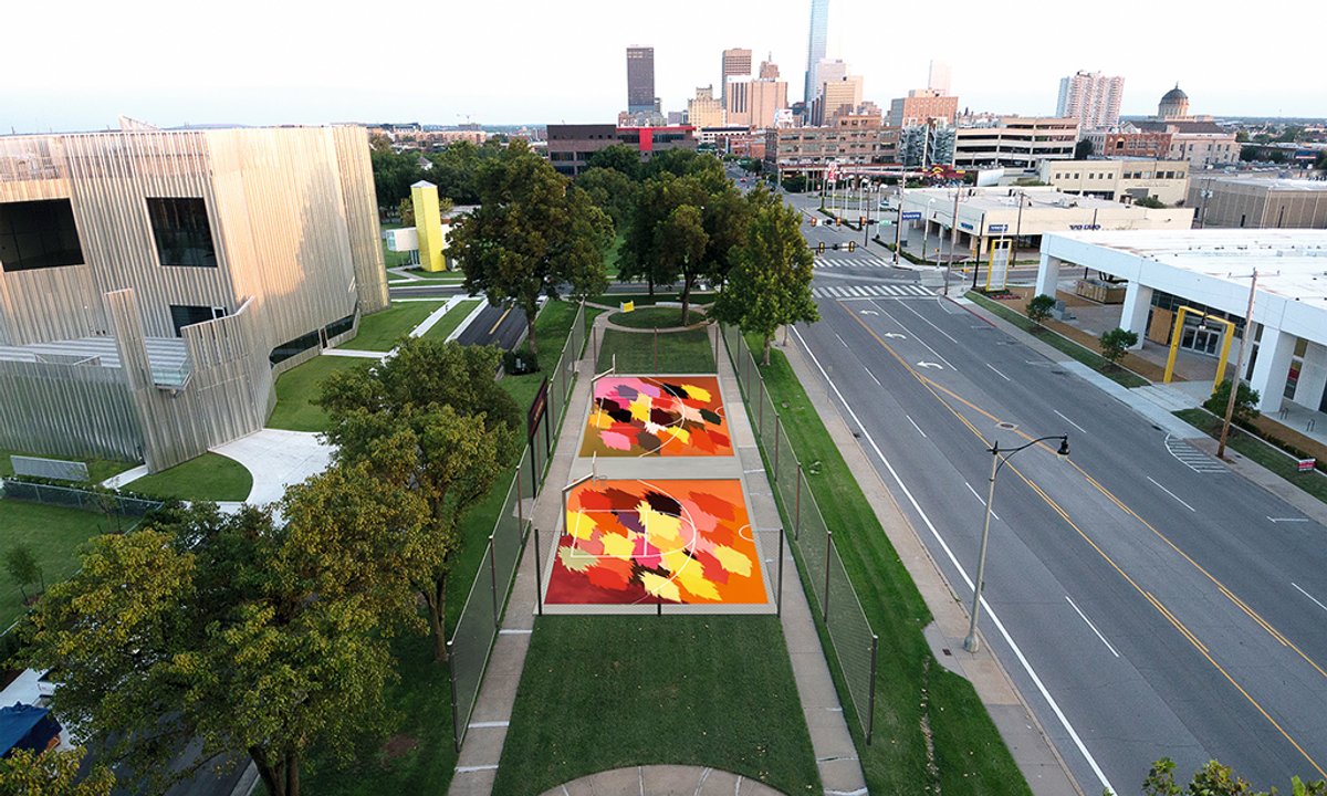 Oklahoma slam dunk: Indigenous artist invites visitors to shoot hoops as part of his latest show