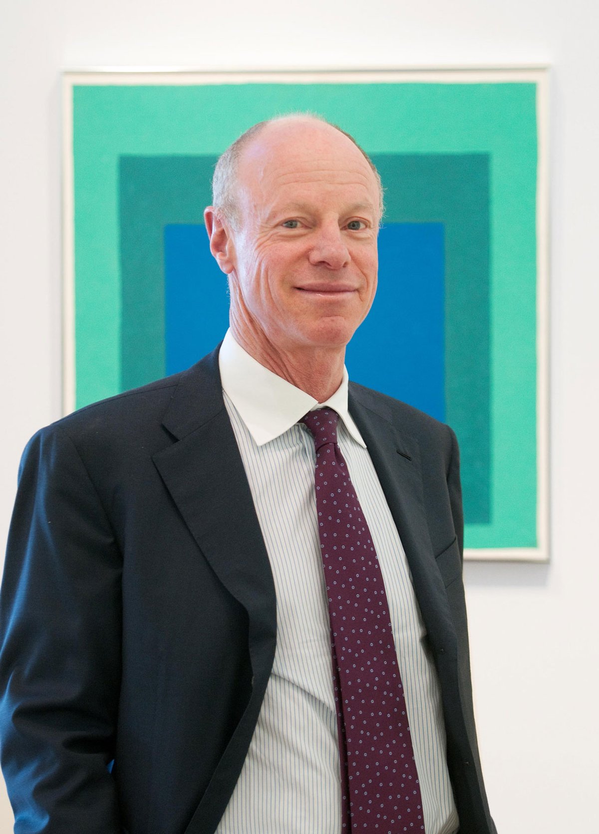 Nicholas Fox Weber, the author of iBauhaus, in front of a painting by Josef Albers