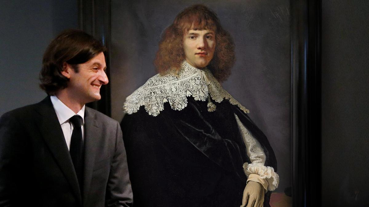 Jan Six XI with Portrait of a Young Gentleman (1634), in a still from "My Rembrandt" 