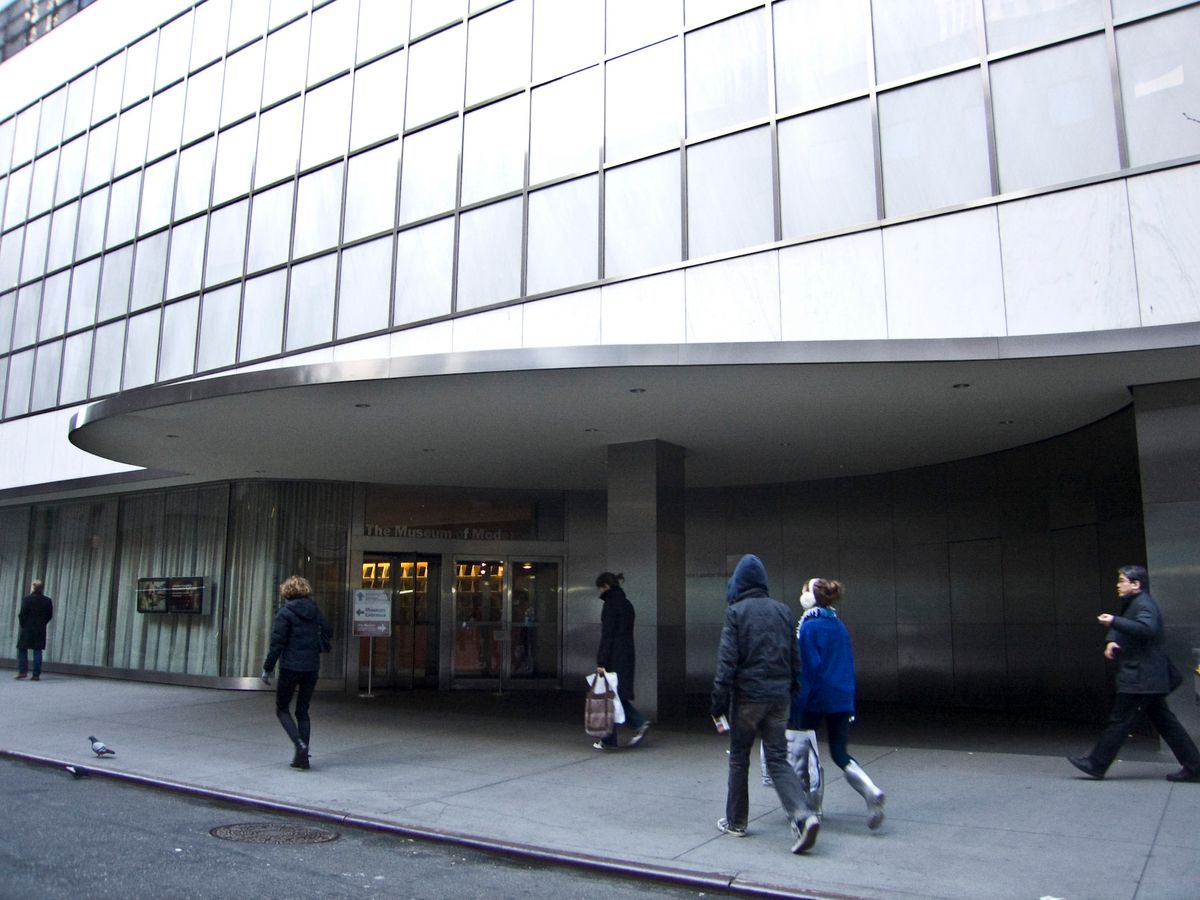 The entrance to the film lobby at the Museum of Modern Art, where the 12 March stabbing occurred Photo by The_Grotto, via Wikimedia Commons