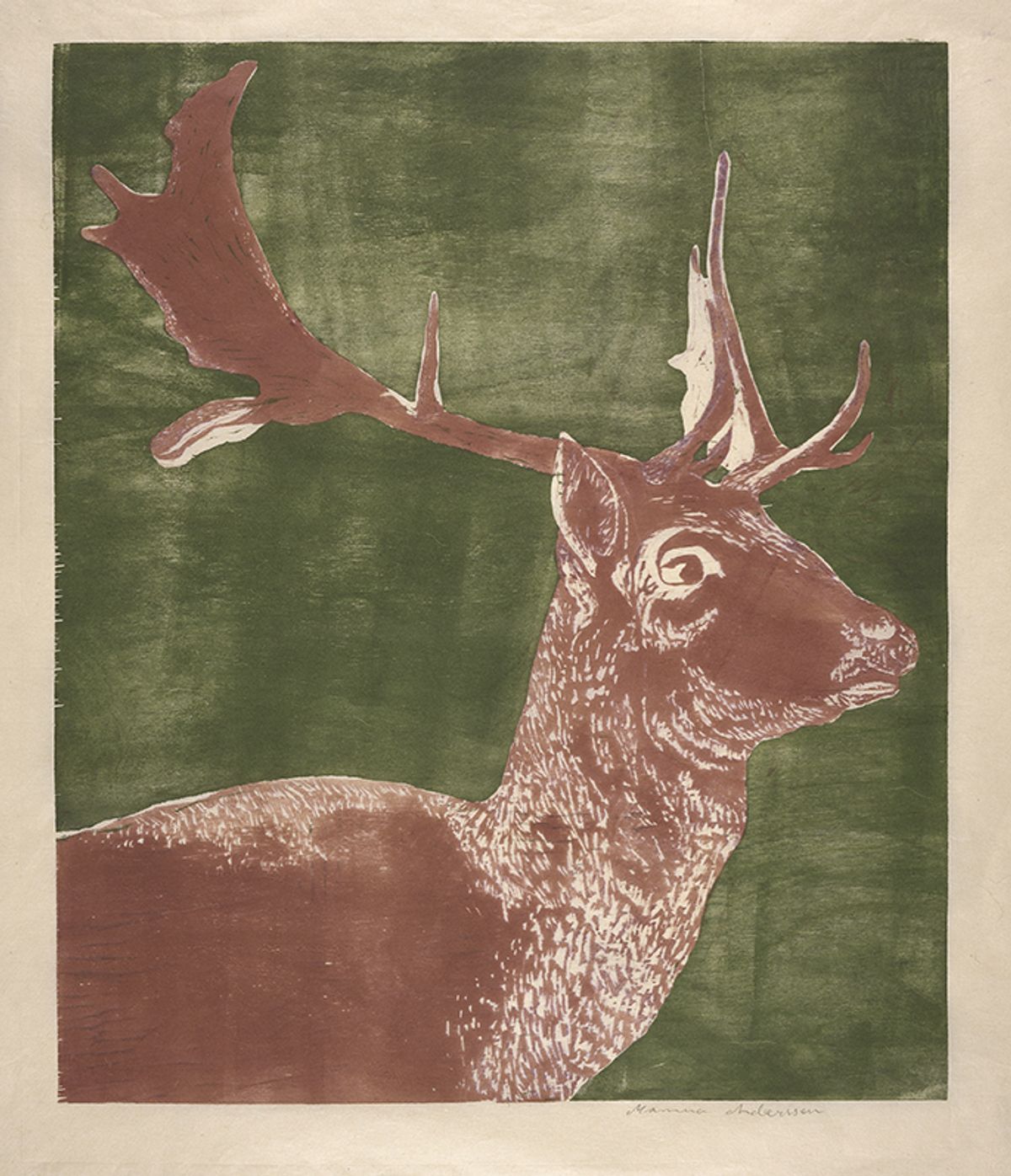 Swedish artist Mamma Andersson’s woodcut The Fallow Deer (2016) Reproduced by permission of the artist; © The Trustees of the British Museum