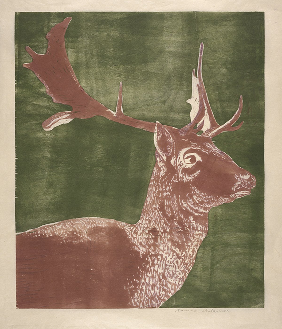 Swedish artist Mamma Andersson’s woodcut The Fallow Deer (2016) Reproduced by permission of the artist; © The Trustees of the British Museum