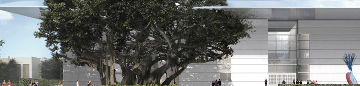 The new façade of the Norton Museum of Art , as seen from South Dixie Highway, designed by Foster + Partners Image courtesy of Foster + Partners