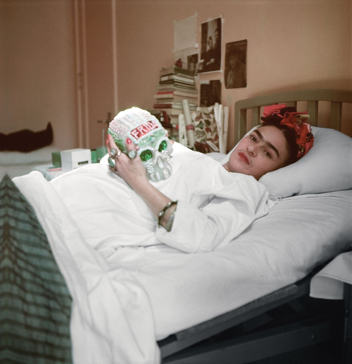 Frida Kahlo in her room at the Hospital Inglés in 1950 Courtesy Fundación Televisa Collection and Archive; photo: Juan Guzmán