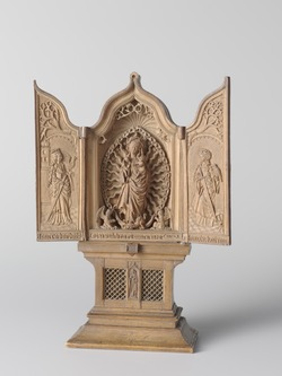 Miniature altar Virgin of the Rosary with Saints Barbara and Catherine, Adam Dircksz. and workshop, around 1500-1520