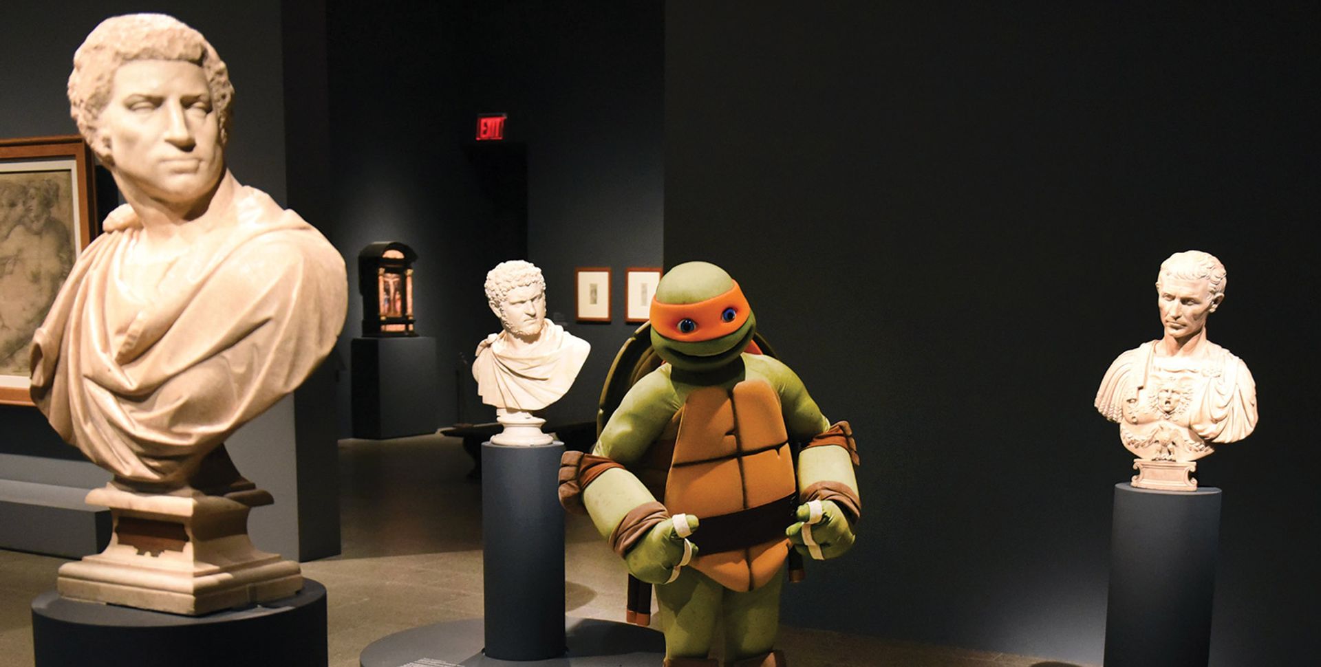 Michelangelo the Teenage Mutant Ninja Turtle in the Met’s Michelangelo show, which not only tops this category but is also runner-up in the overall exhibition rankings © TIMOTHY A. CLARY/AFP/Getty Images