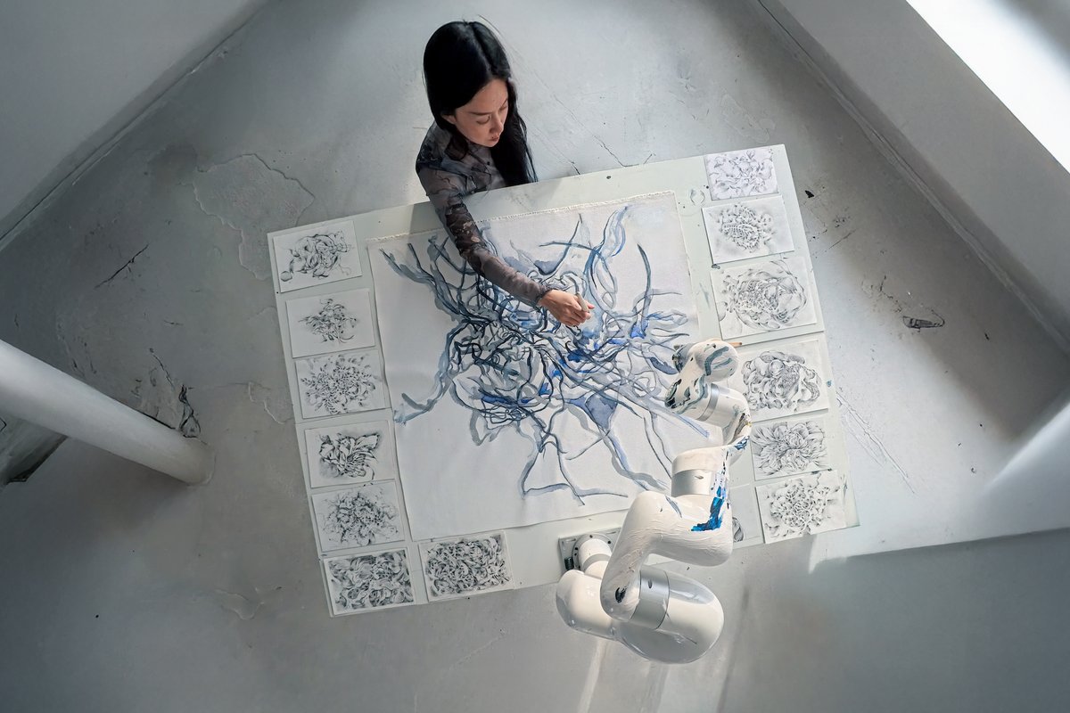 Sougwen Chung’s studio process for Recursion 3 (2026) Courtesy of the artist